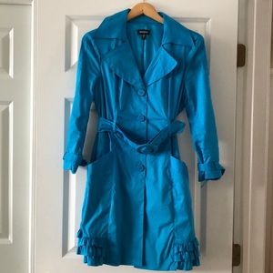 EUC Bebe Ruffle Trench Coat (M)